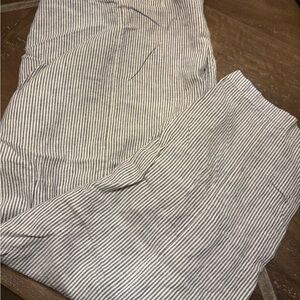 Blue and white pinstripe Pants have a cool summer vibe!